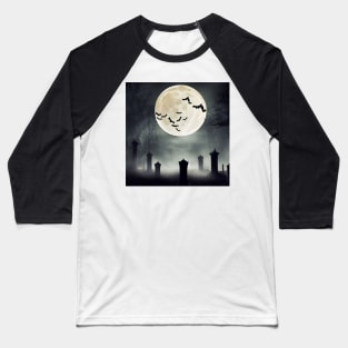 Graveyard Moon Backdrop Background Baseball T-Shirt